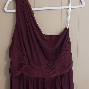 David's Bridal Size 18 One-Shoulder Wine Dress Bridesmaid Prom Or Formal